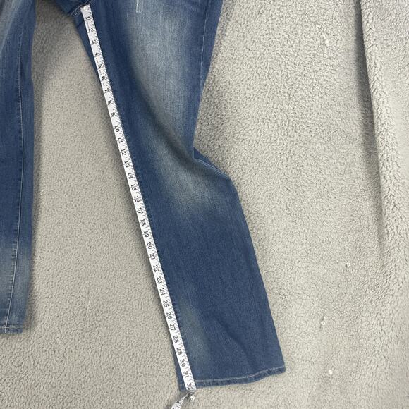 LEI Jeans Juniors 17 Long Felicia Low Rise Bootcut Embroidered Distressed Faded - Picture 3 of 13